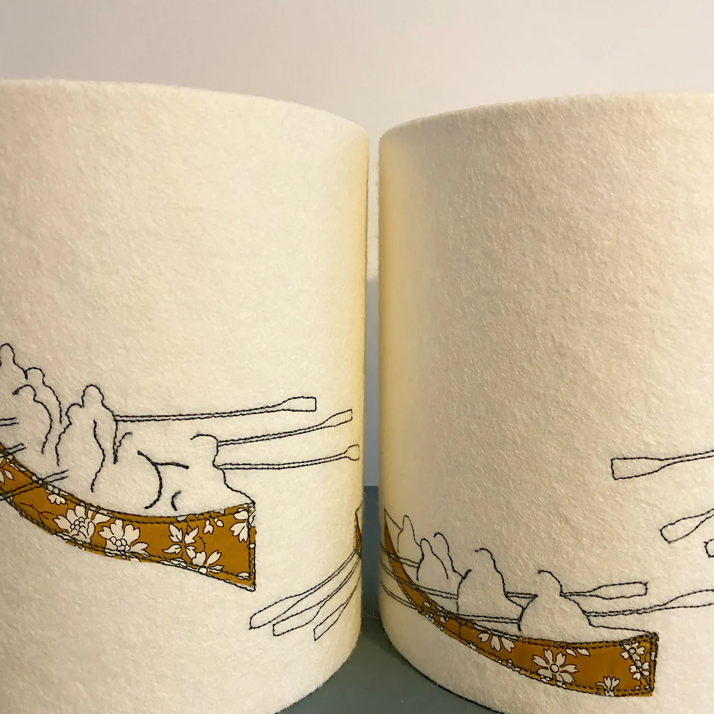 Embroidered Gig Boat Liberty Print Lampshade - Image 4