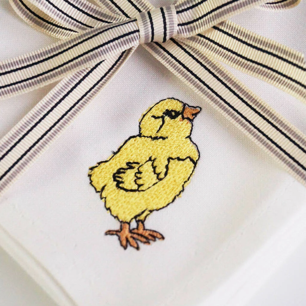Embroidered Little Chick Cocktail Napkins - Set of Four - Image 3