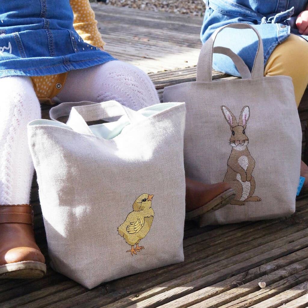 Embroidered Little Chick Easter Egg Hunting Bag - Image 4