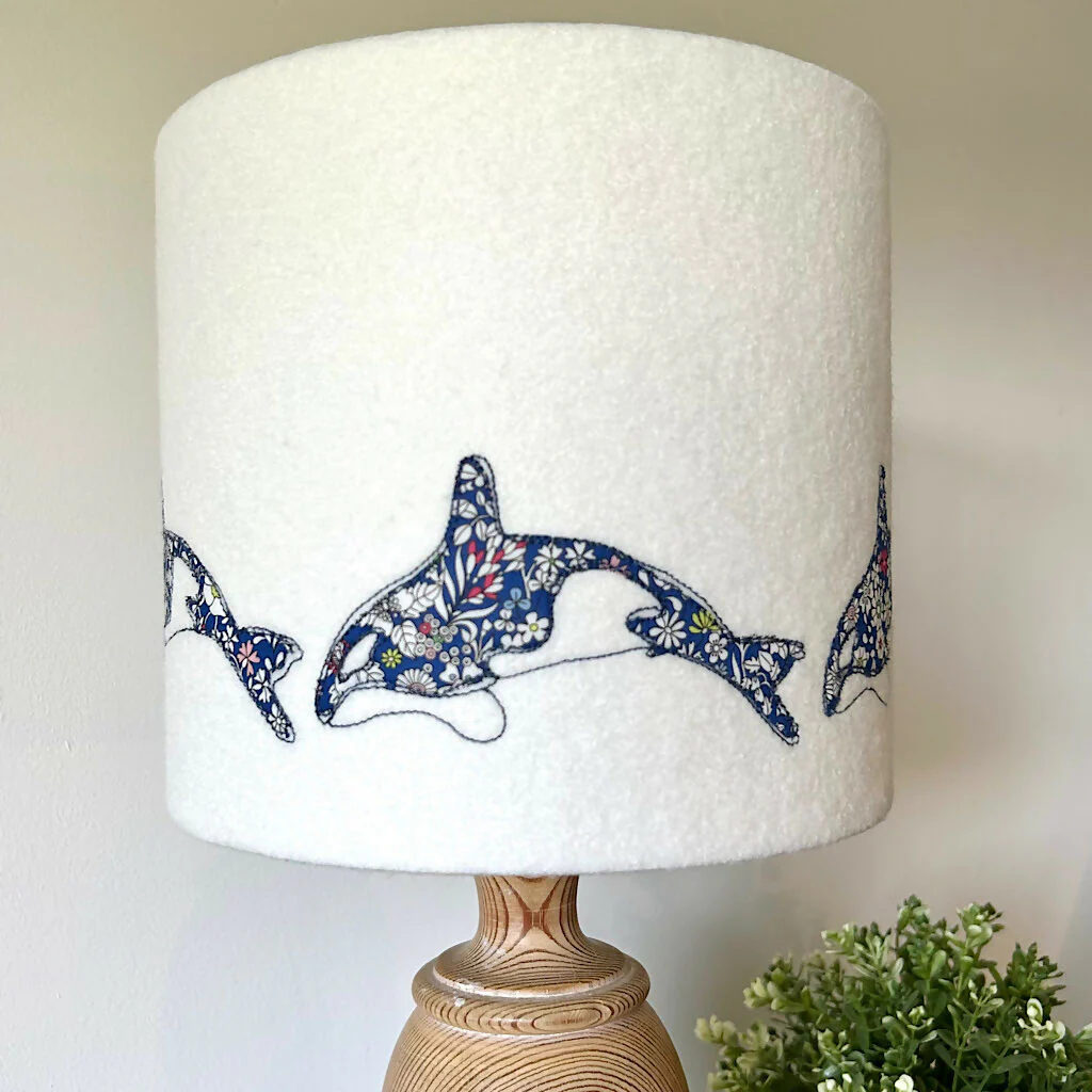 Embroidered Orca Liberty Print Lampshade - Image 3