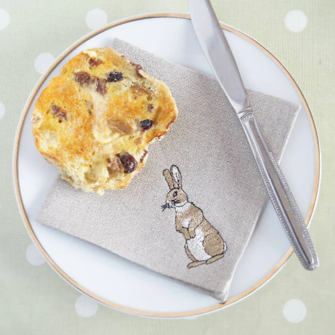 Embroidered Rabbit Cocktail Napkins - Set of Four - Image 5