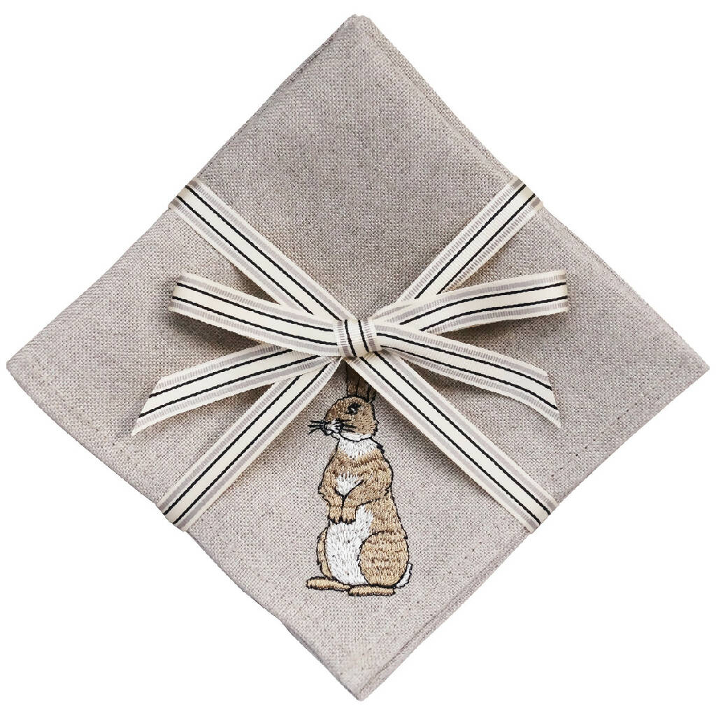 Embroidered Rabbit Cocktail Napkins - Set of Four - Image 7