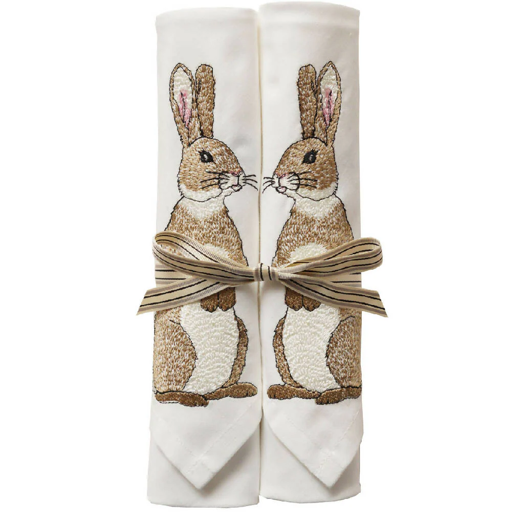 Embroidered Set of Two Easter Rabbit Napkins - Image 5