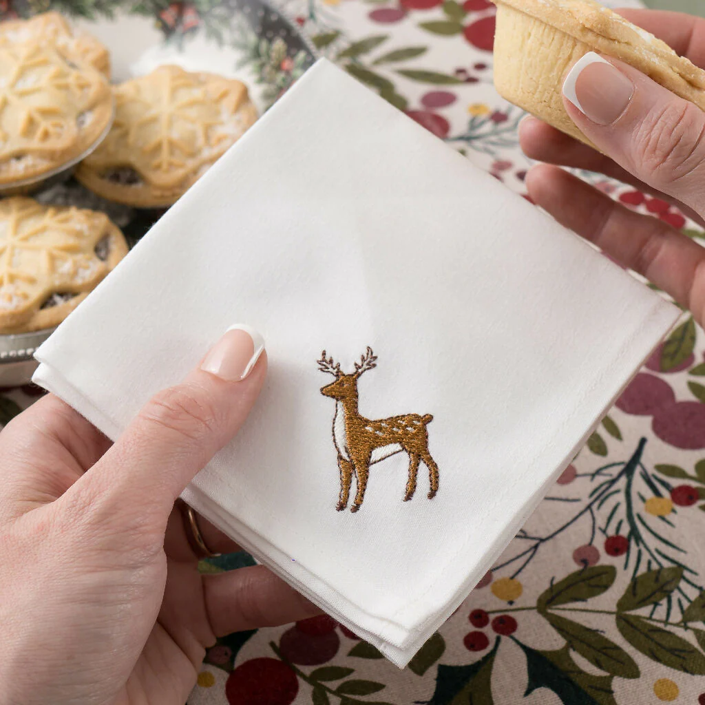 Embroidered Woodland Cocktail Napkins - Image 2