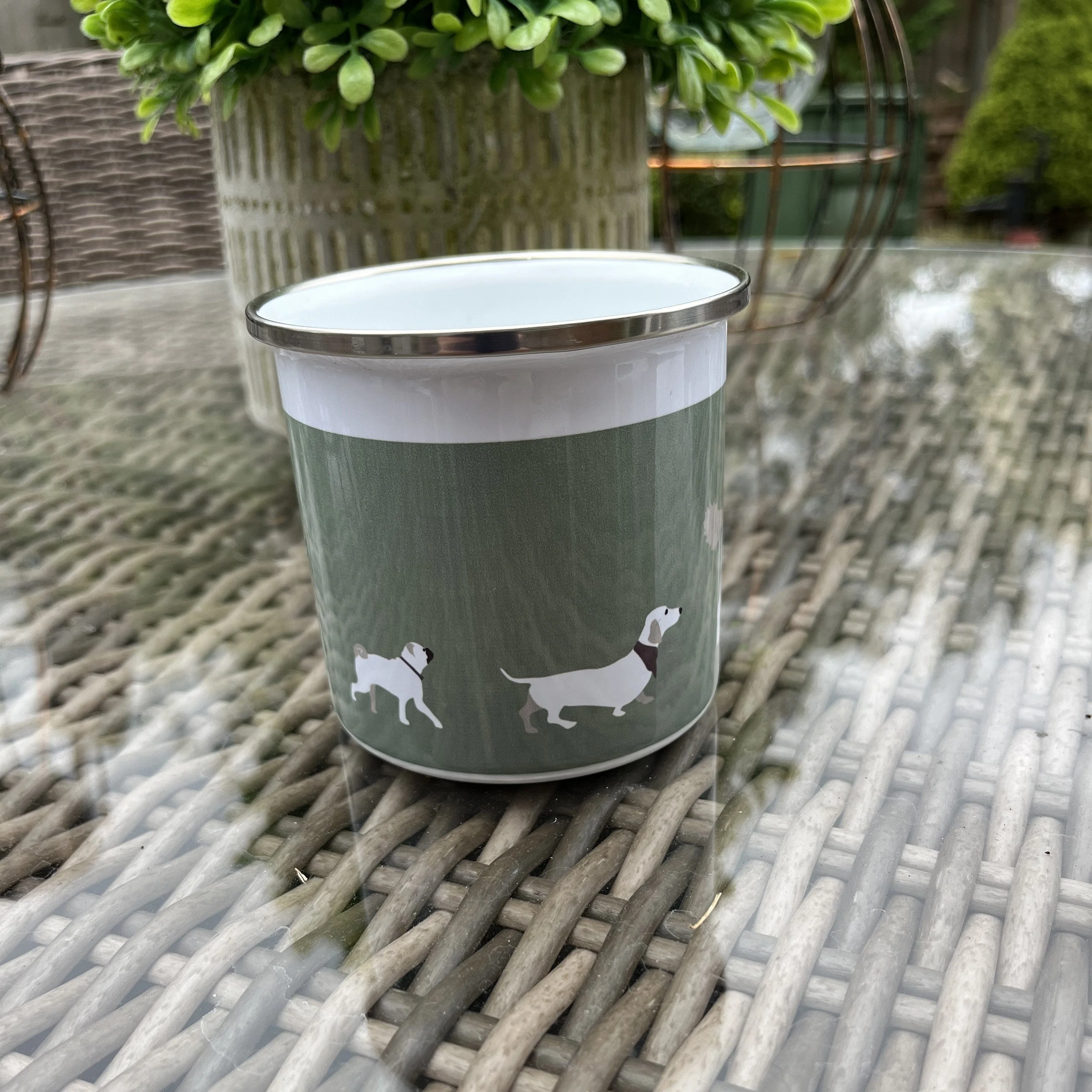 Enamel Mugs Mad About Dogs ~ Blue or Sage Green - Image 2