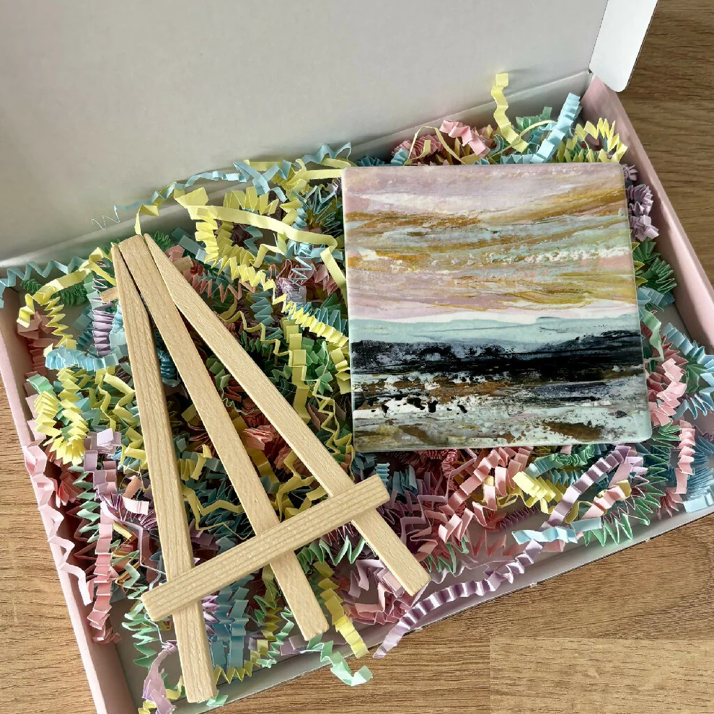 'End of the Day Serenity’ Ceramic Tile with Wooden Easel - Image 2