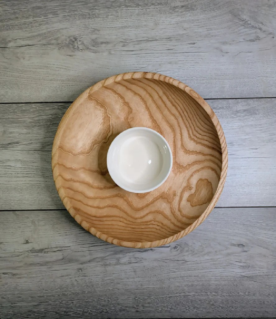 English Ash Sharing Bowl with Porcelain Ramekin - Image 2