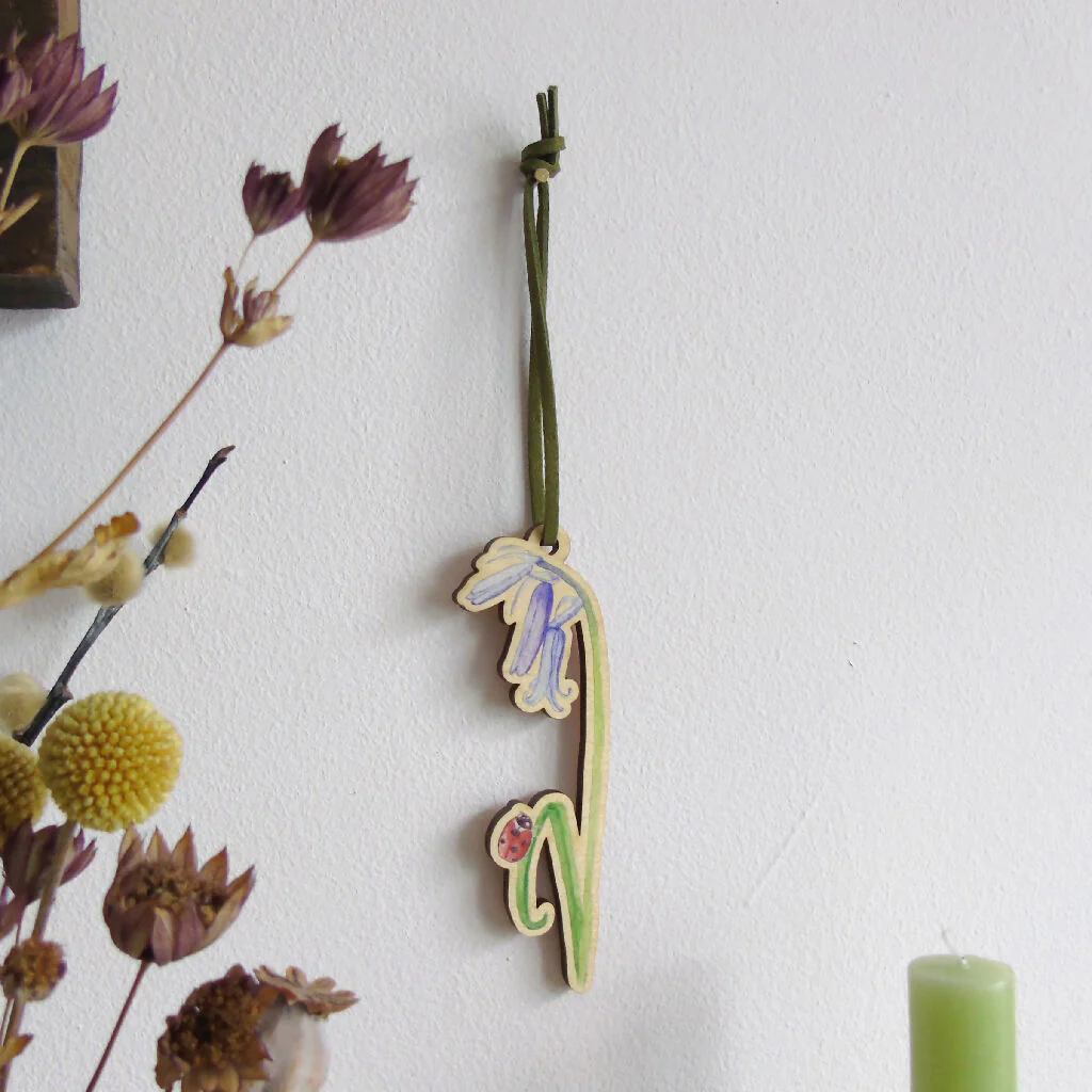 English Bluebell and Ladybird Hanging Decoration - Image 3