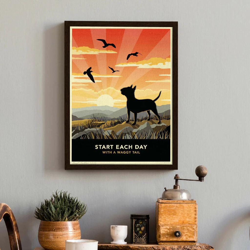 ENGLISH BULL TERRIER ‘WAGGY TAILS’ LIMITED EDITION ART PRINT - Image 2