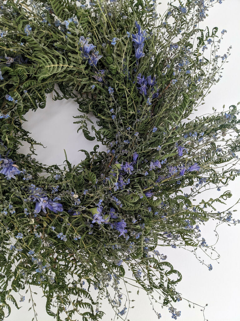 Forget Me Not Everlasting Handmade Wreath With Blubells - Image 4