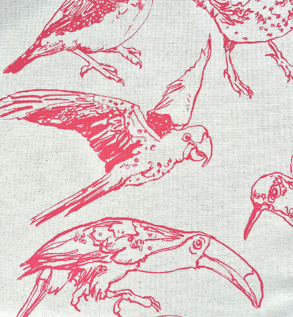 Exotic Birds Hand Screenprinted Cotton Tea-towel - Image 4