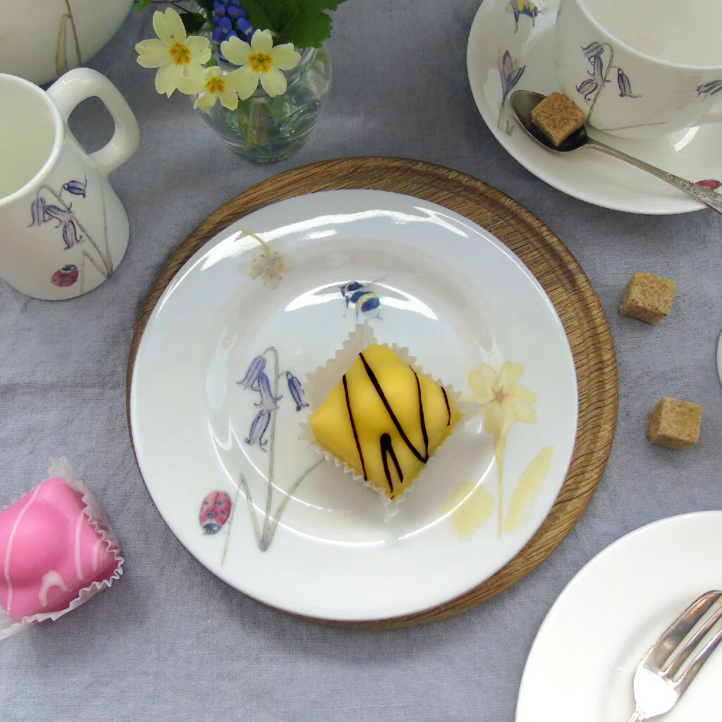 Fine Bone China Bee and Spring Flowers Cake Plate - Image 7