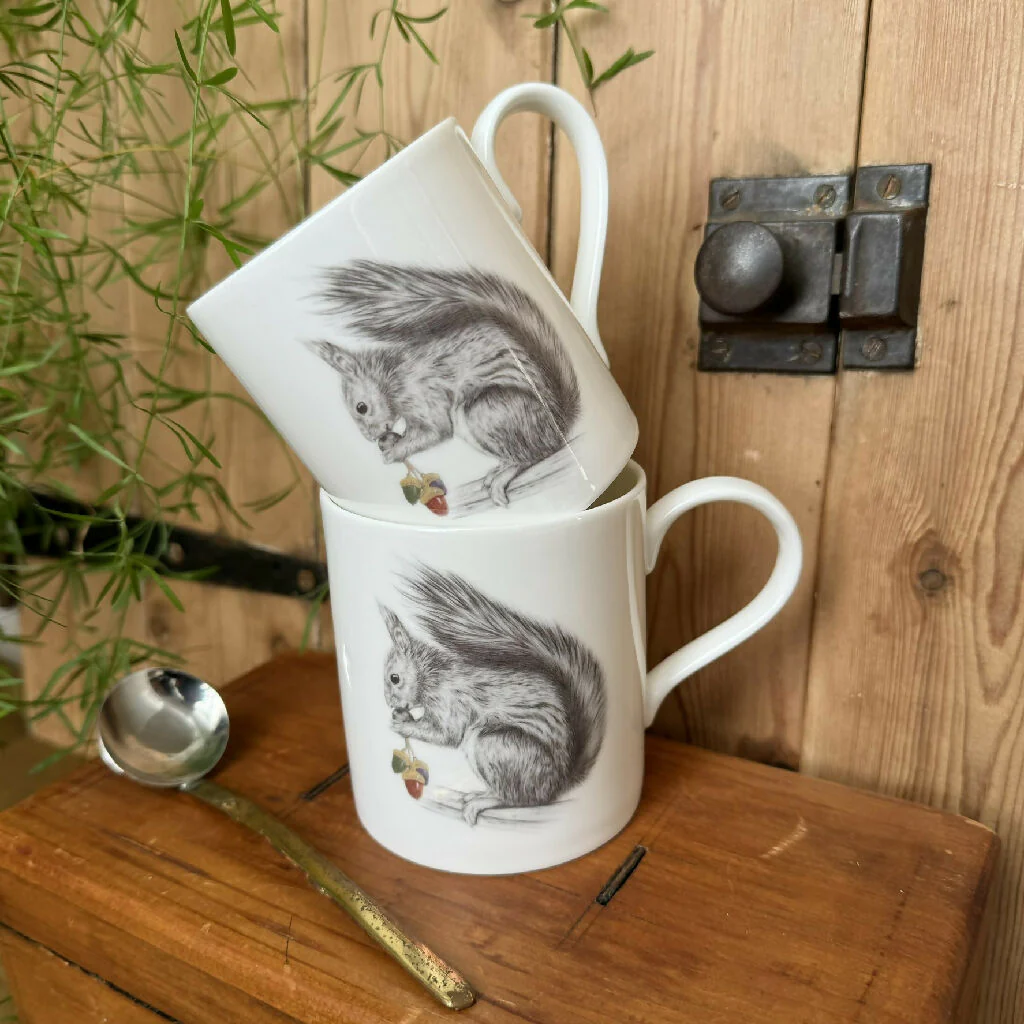 Fine Bone China Festive Red Squirrel Christmas Mug - Image 2