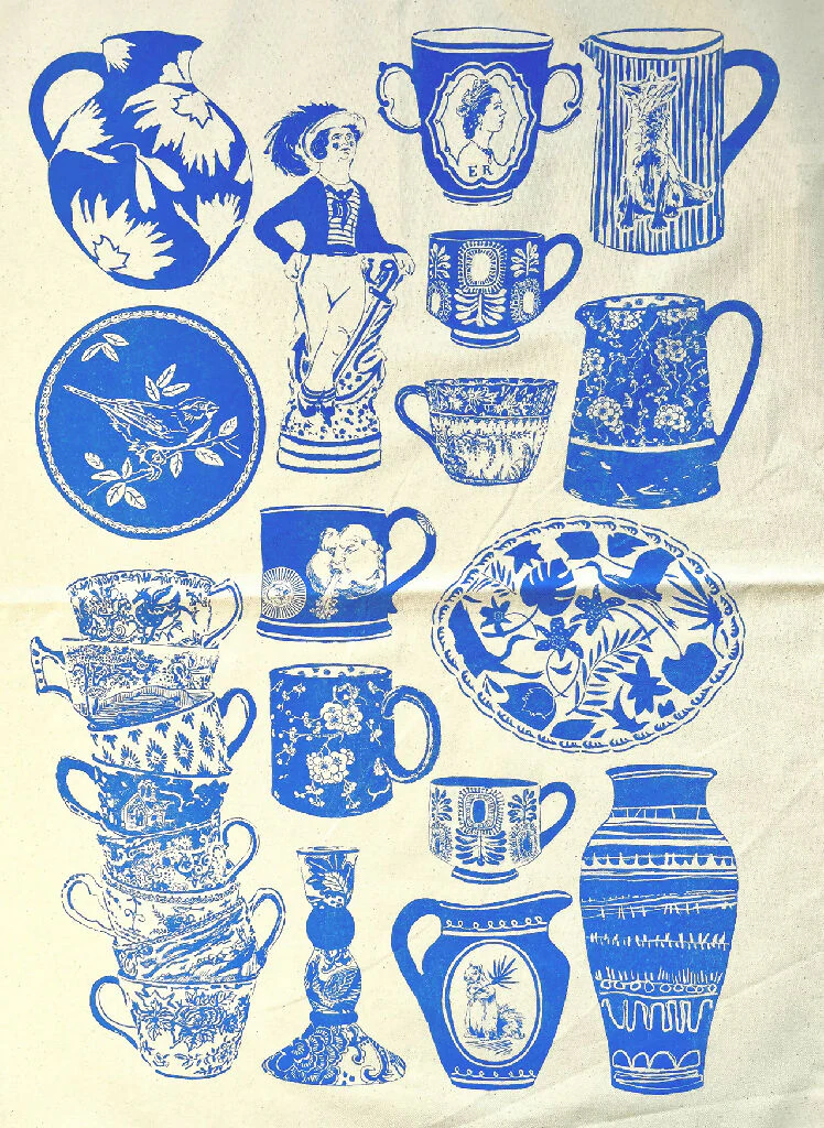 Finer China Hand Screenprinted Cotton Tea-towel - Image 4