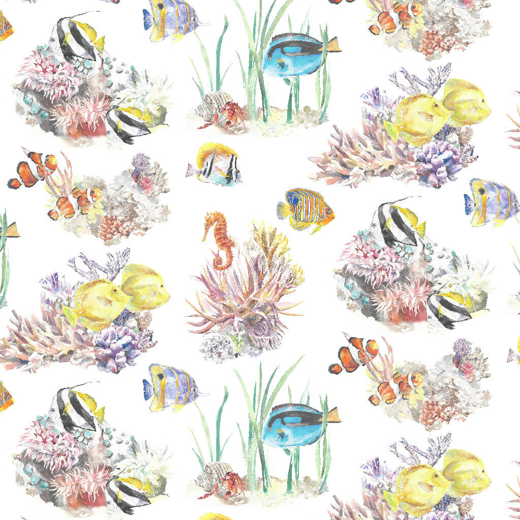 Tropical Fish Coral Reef Watercolour Wallpaper - Image 5