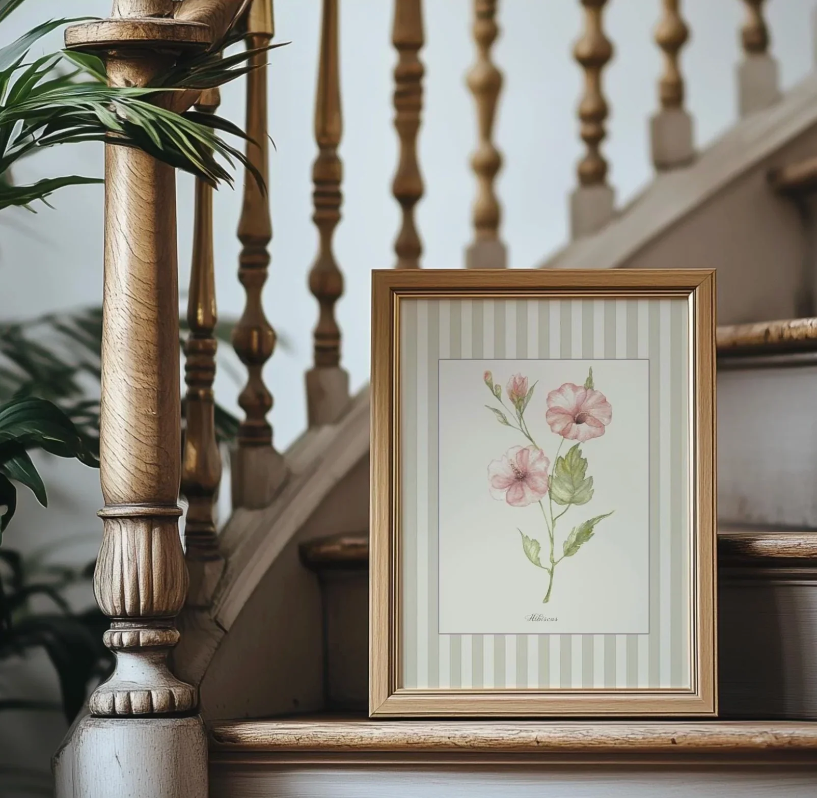 Floral Gallery Set of 6, Botanical Watercolor Illustrations, Snowdrops, Hibiscus, Peony, Hydrangea, White Lilac, Marguerite - Image 5