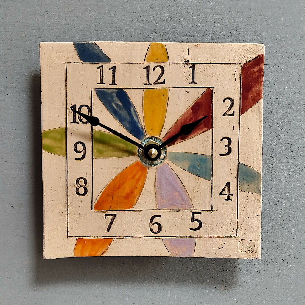 Floral Wall Clock Large Numbers Vibrant Colours. - Image 3