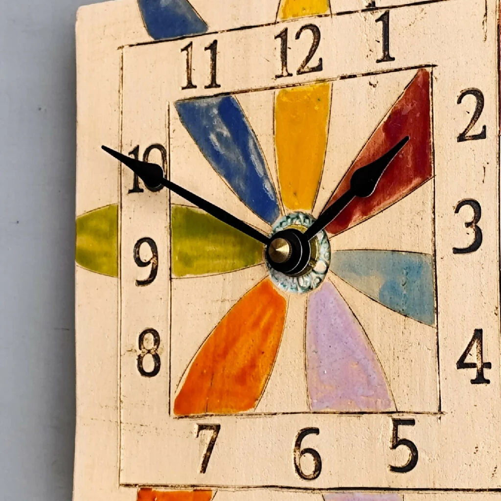 Floral Wall Clock Large Numbers Vibrant Colours. - Image 4