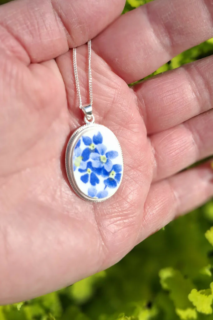 Forget-Me-Not Broken China Pendant in Sterling Silver - Image 5