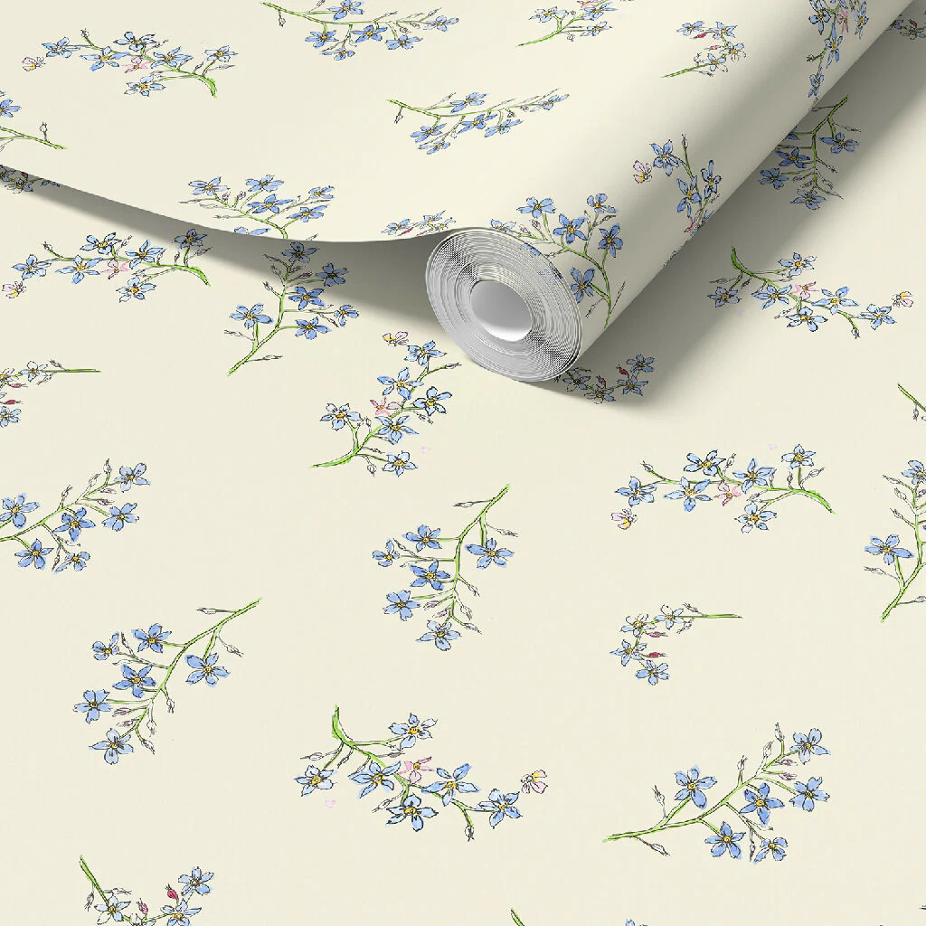 Forget-Me-Not Sustainable Wallpaper: Two Colour Options