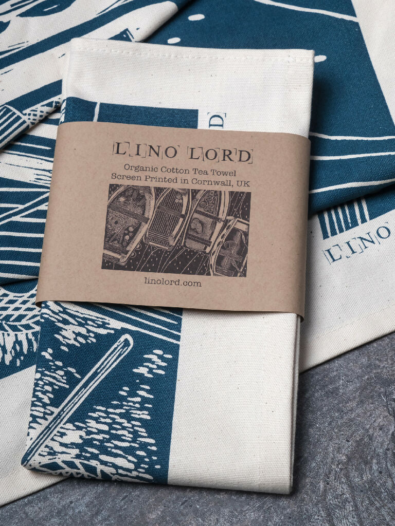 Four Boats from Above Organic Cotton Tea Towel - Image 2