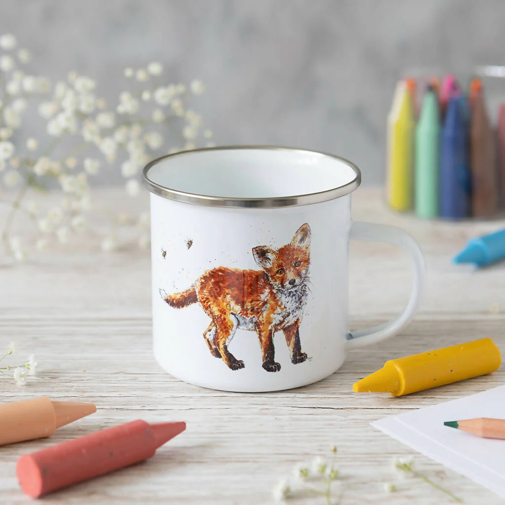 Fox Enamel Mug in White - Image 2