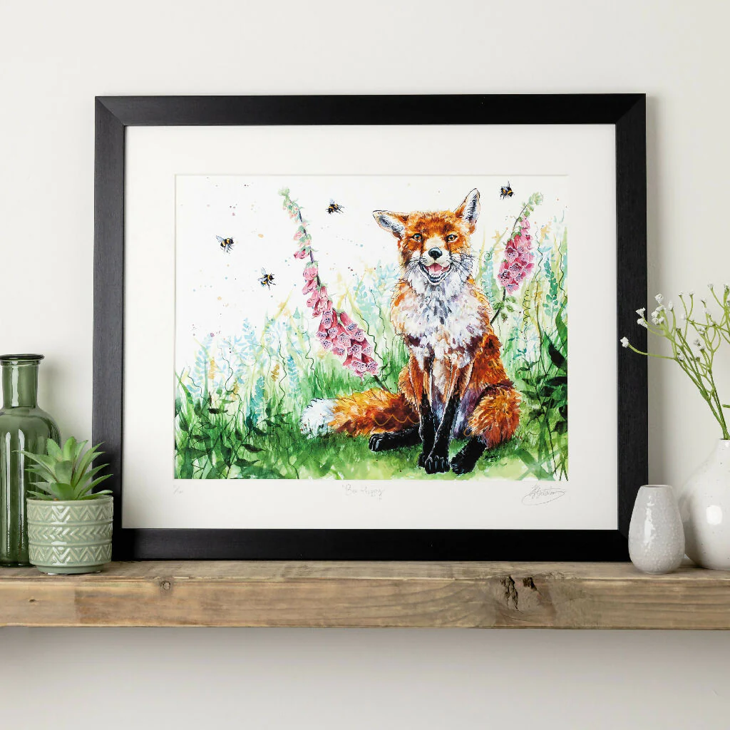 Fox & Foxgloves Limited Edition Print 'Bee Happy' | Jina Gelder Illustration - Image 3