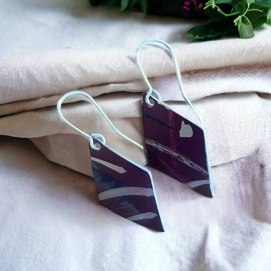 Foxglove Inspired Purple Aluminium / Sterling Silver Earrings - Image 3