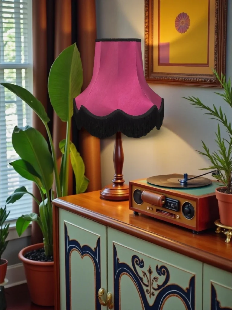 Fuchsia pink fabric lampshades finished with black trimmings - Available in 8 sizes - Image 4