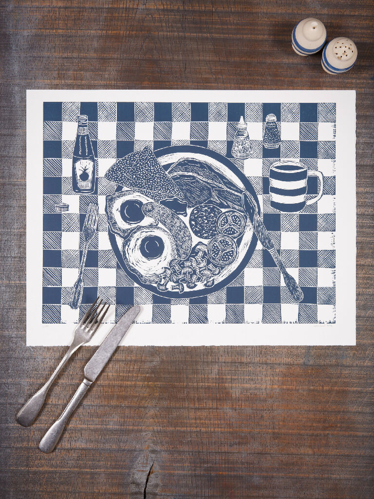 Full English Breakfast, Limited Edition Lino Print - Image 3