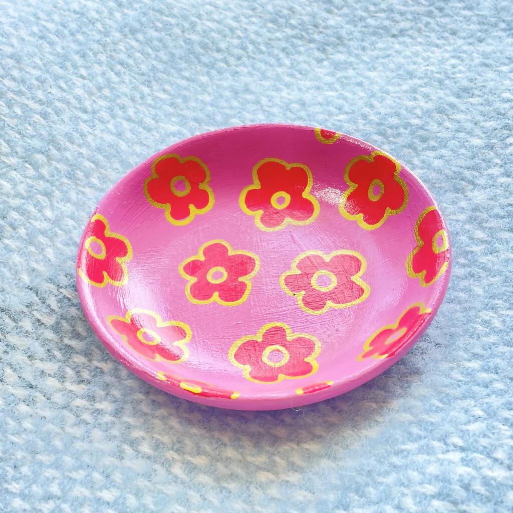 Funky Flower Hand Painted Trinket Dish - Image 2