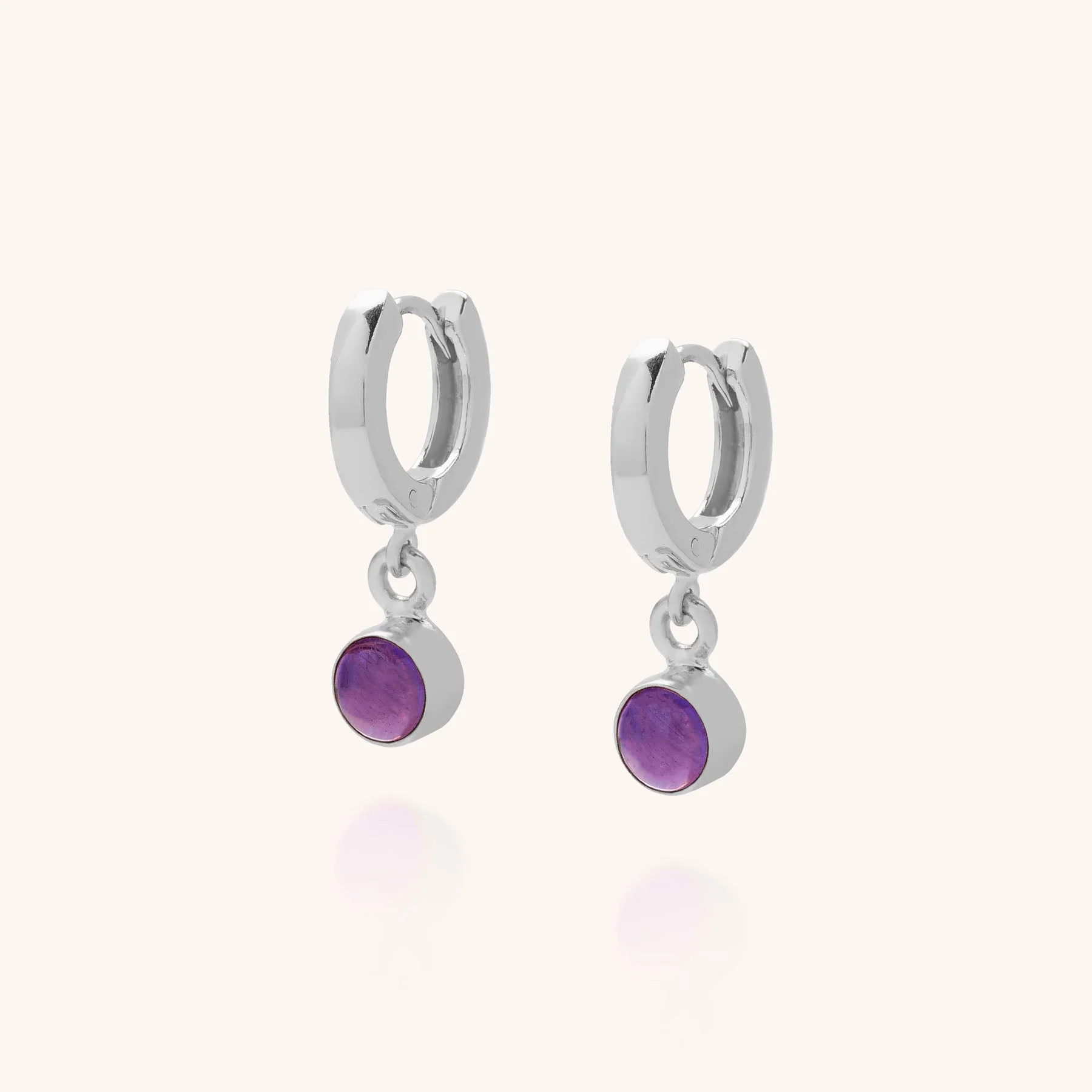 Gem Hoop Birthstone Earrings February