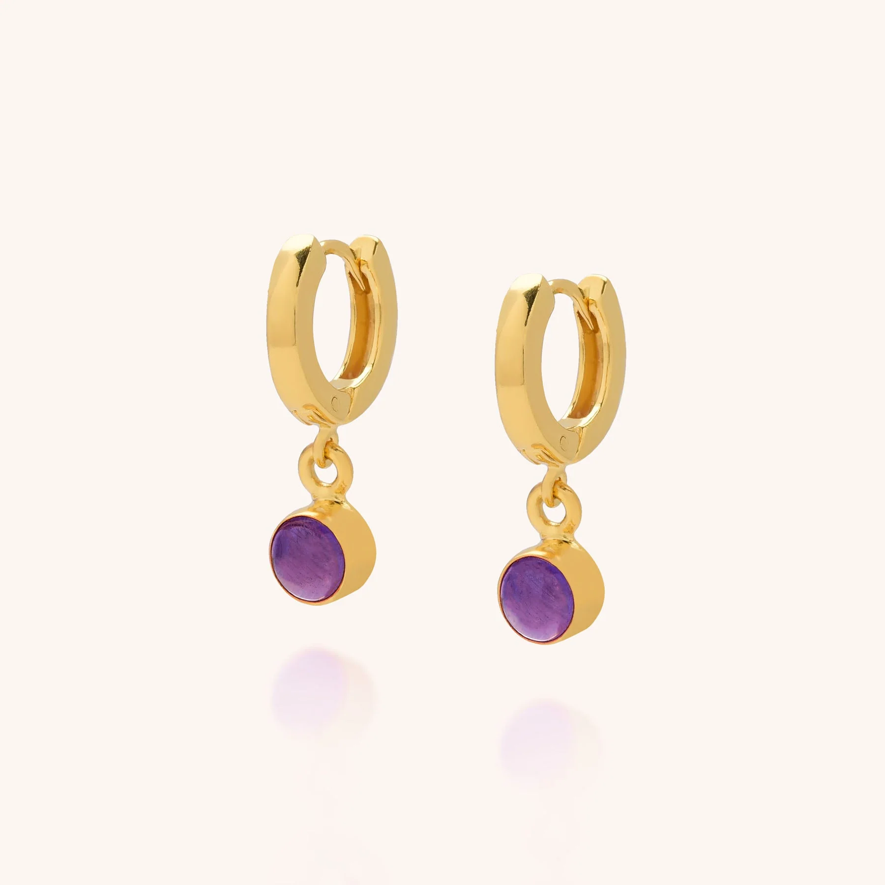 Gem Hoop Birthstone Earrings February - Image 2