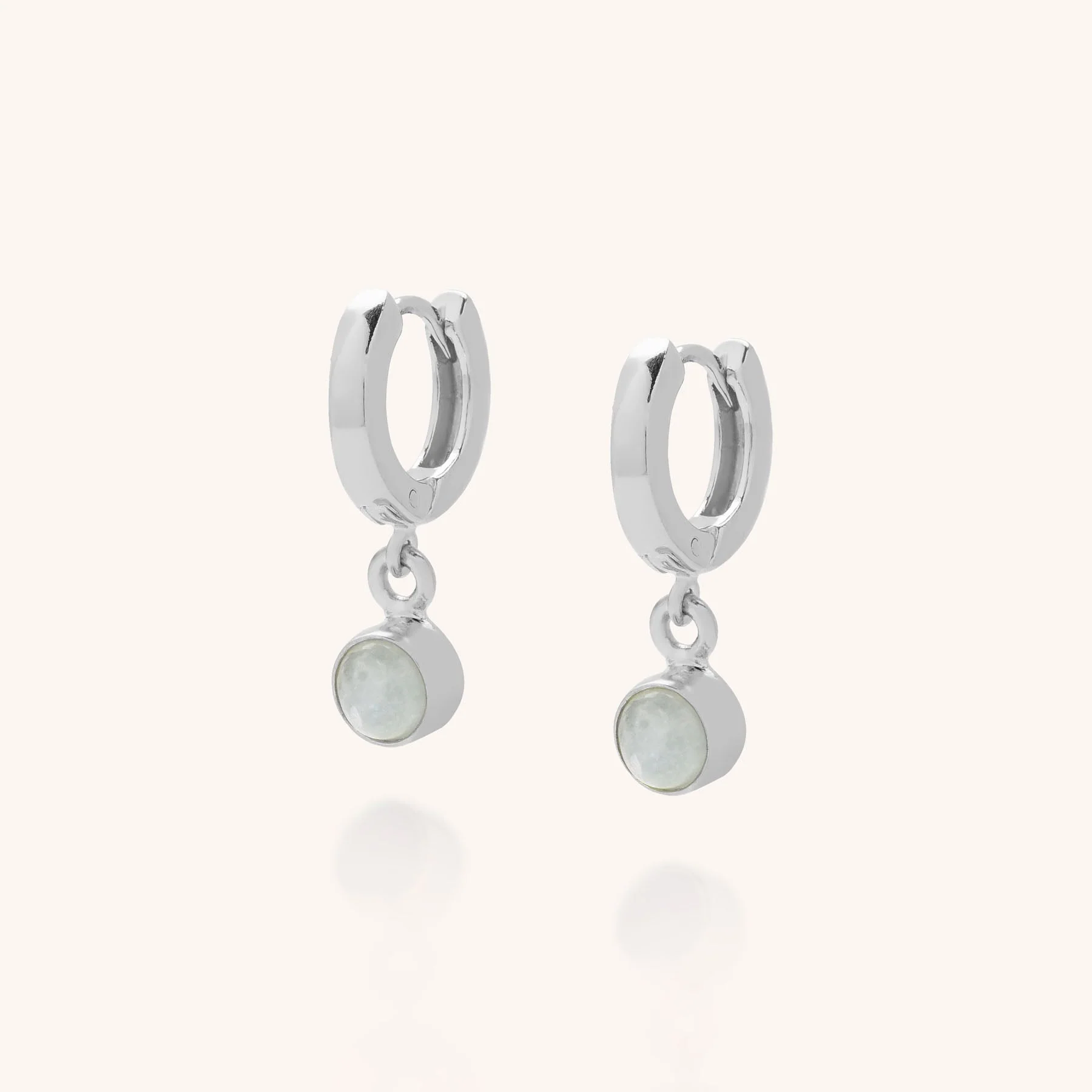 Gem Hoop Earrings - March Birthstone