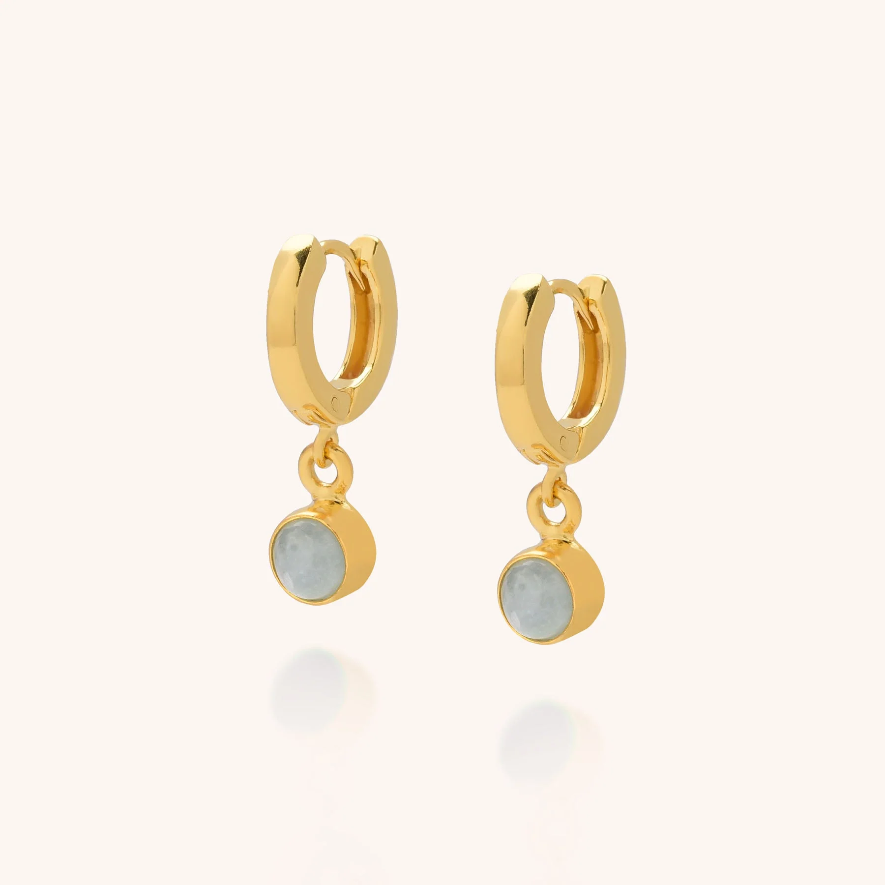 Gem Hoop Earrings - March Birthstone - Image 2