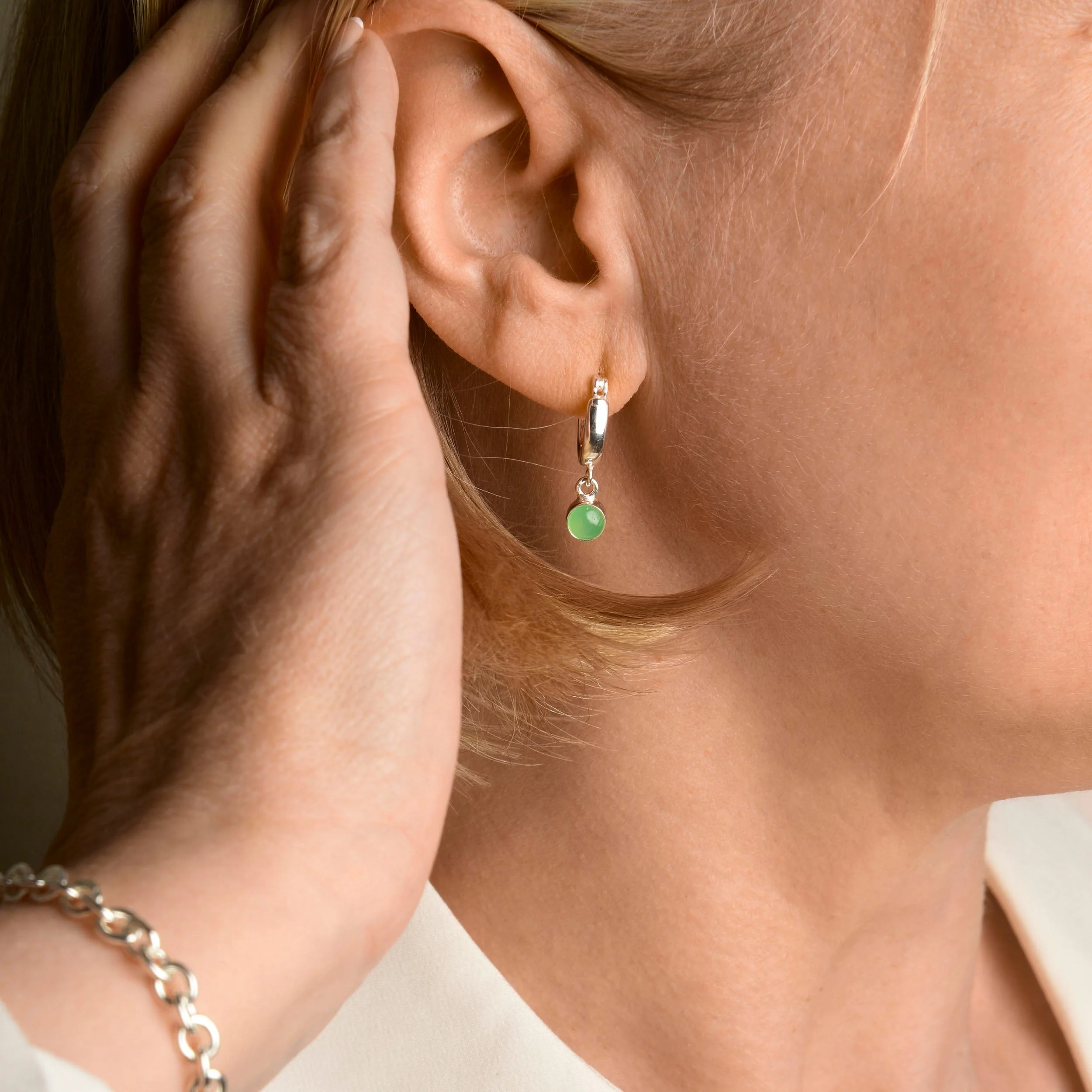 Gem Hoop Earrings - May Birthstone - Image 2