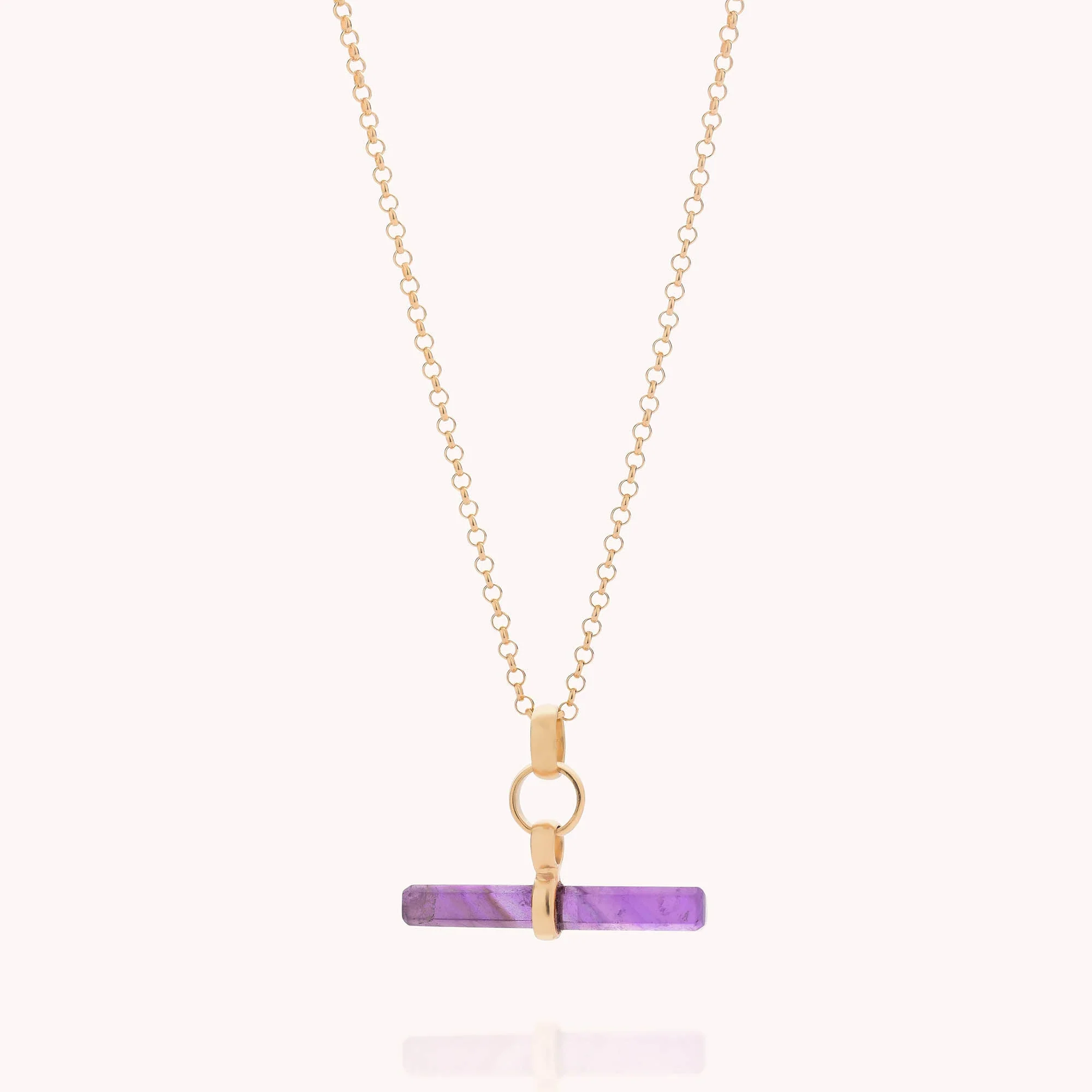 Gemstone T-Bar Necklace - Amethyst - Image 3