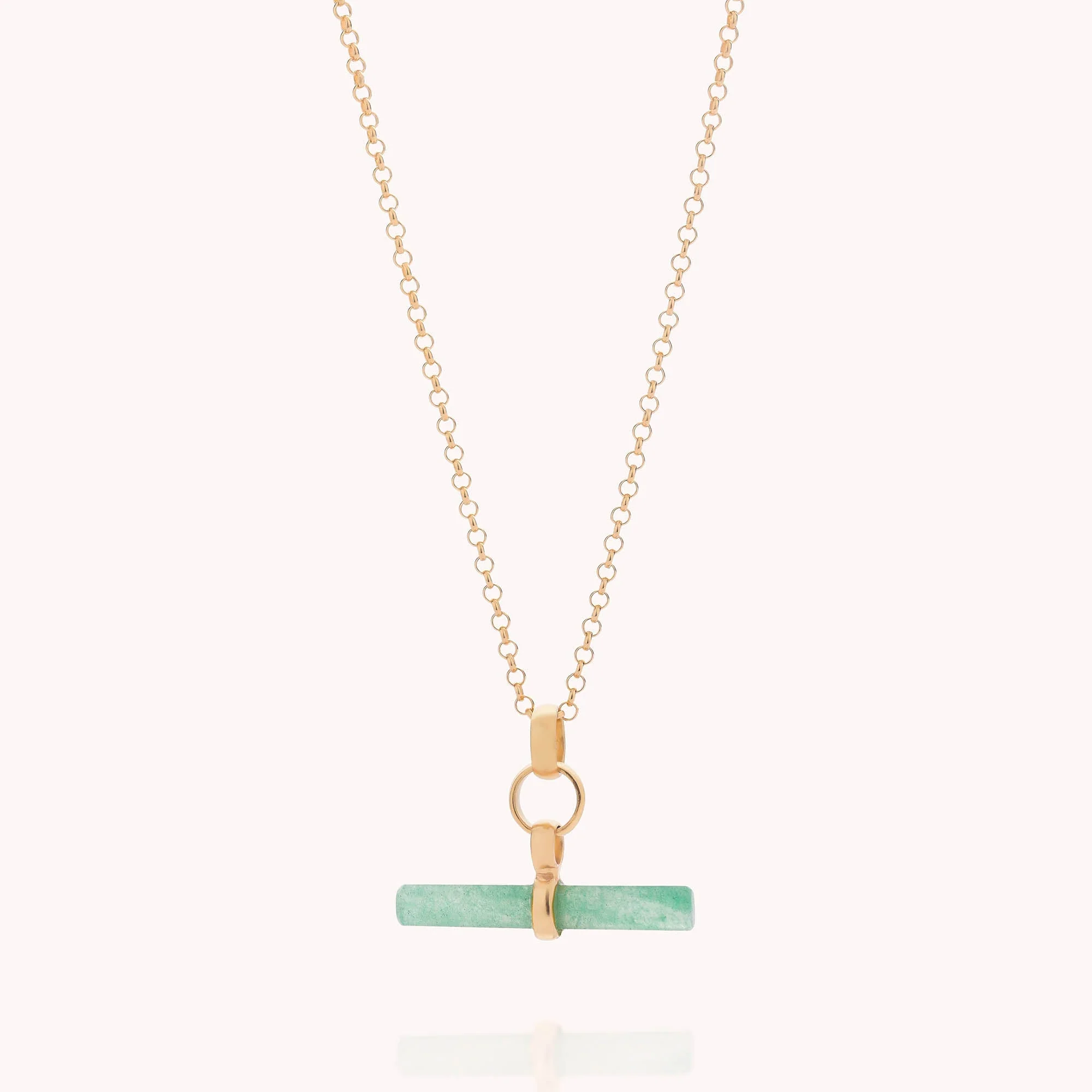 Gemstone T-Bar Necklace - Green Aventurine - Image 3