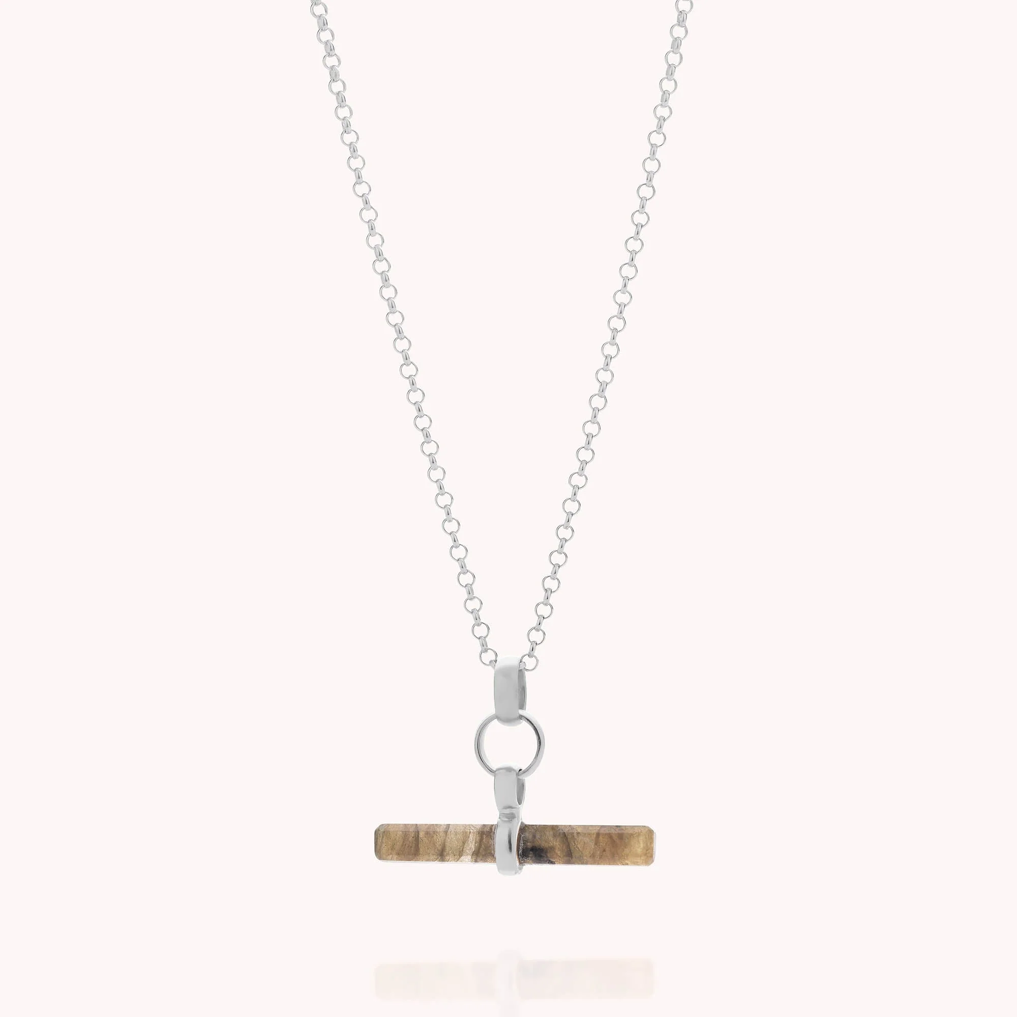 Gemstone T-Bar Necklace - Labradorite