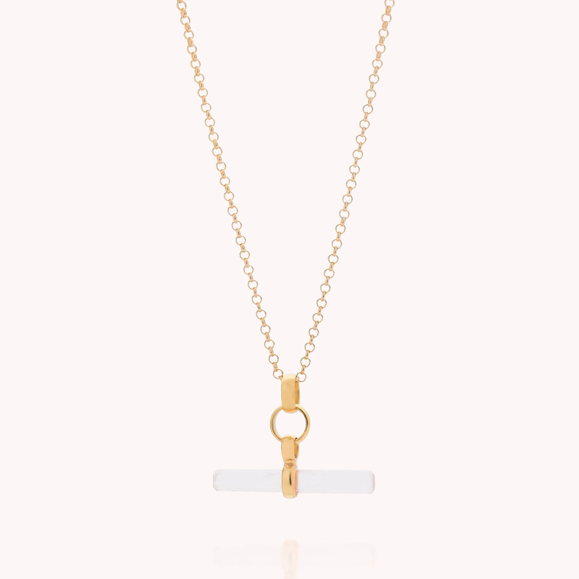 Gemstone T-Bar Necklace - Quartz - Image 3