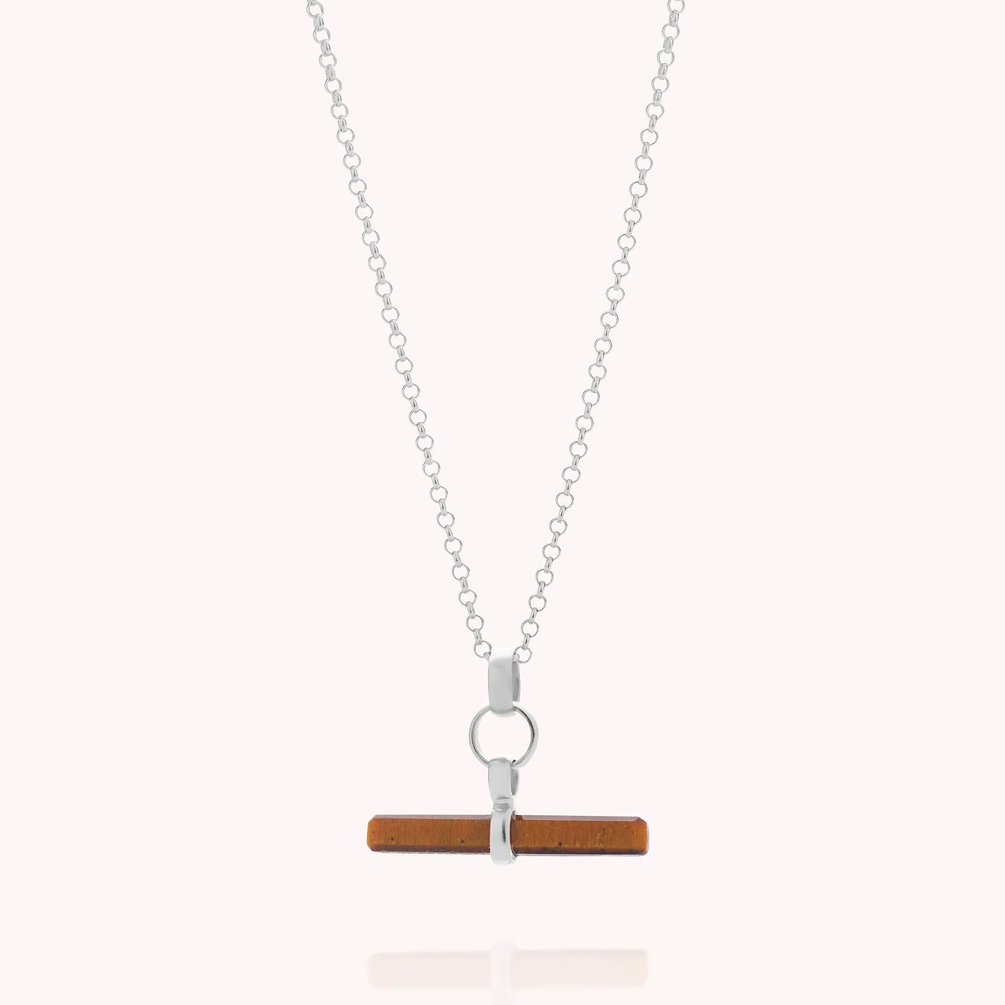 Gemstone T-Bar Necklace - Tiger Eye