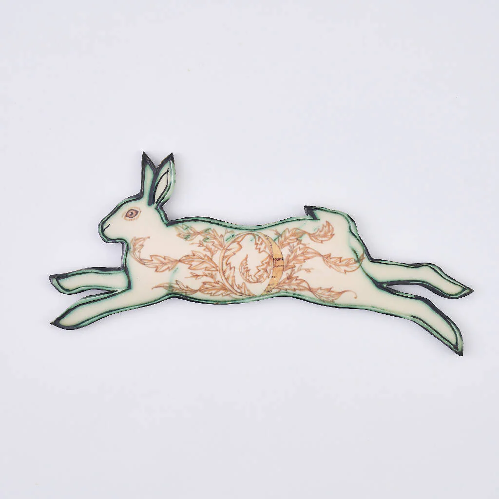 Gibbous Moon Phase Hare Hanging Ceramic Decoration