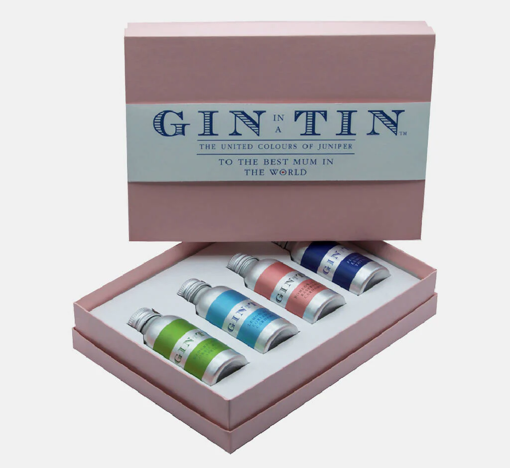 Gift Set Of Four Miniature Gins For Mums | 35ml x 4 Tins - Image 2