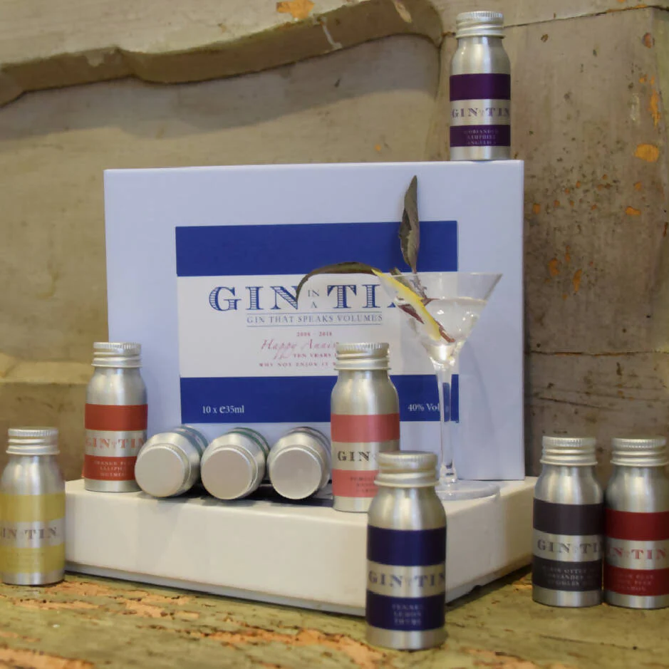 Gift Set Of Ten Gins To Celebrate A Decade Of Marriage | 35ml x 10 Tins