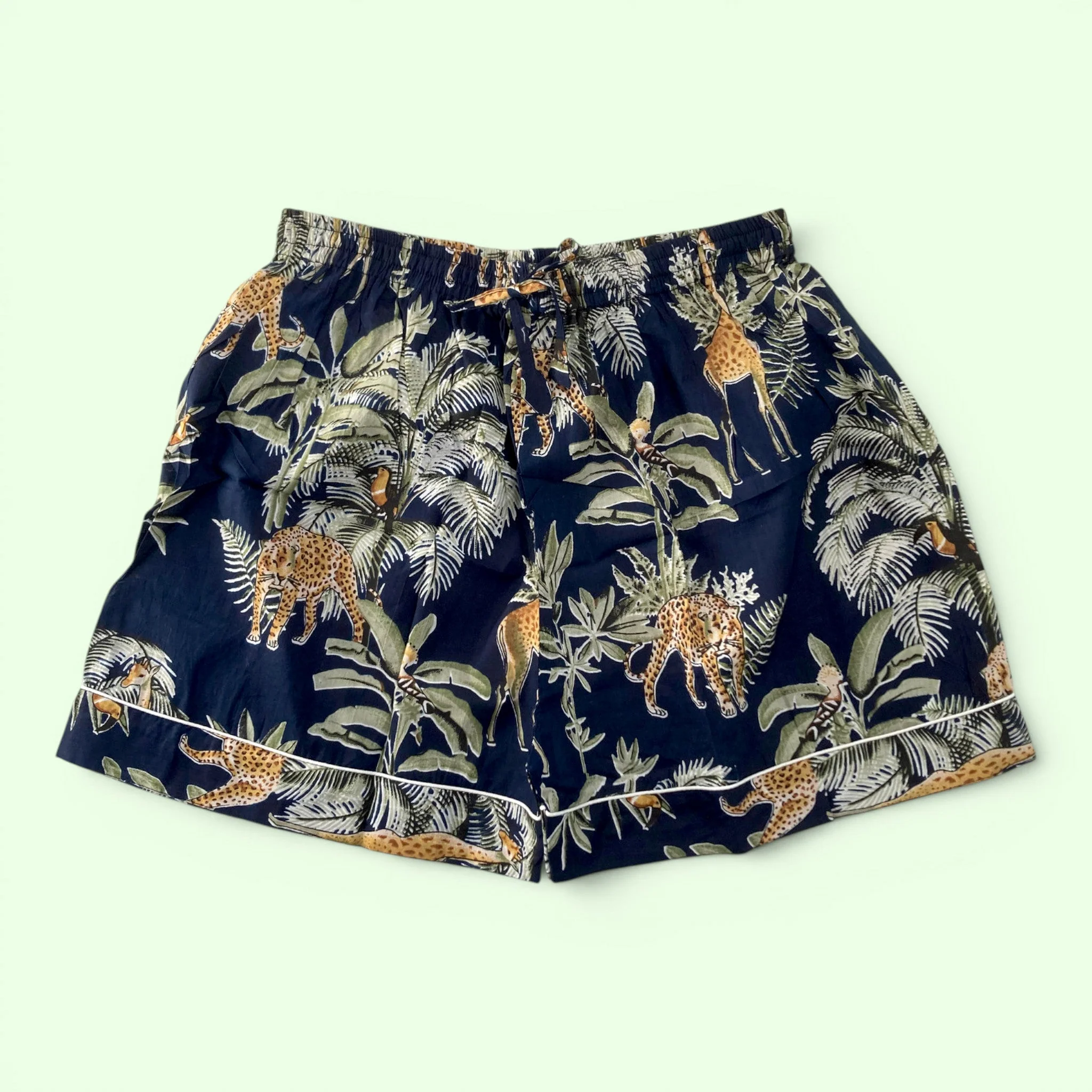 Giraffe Print 100% Cotton Short Pyjama Set in Dark Blue - Image 5