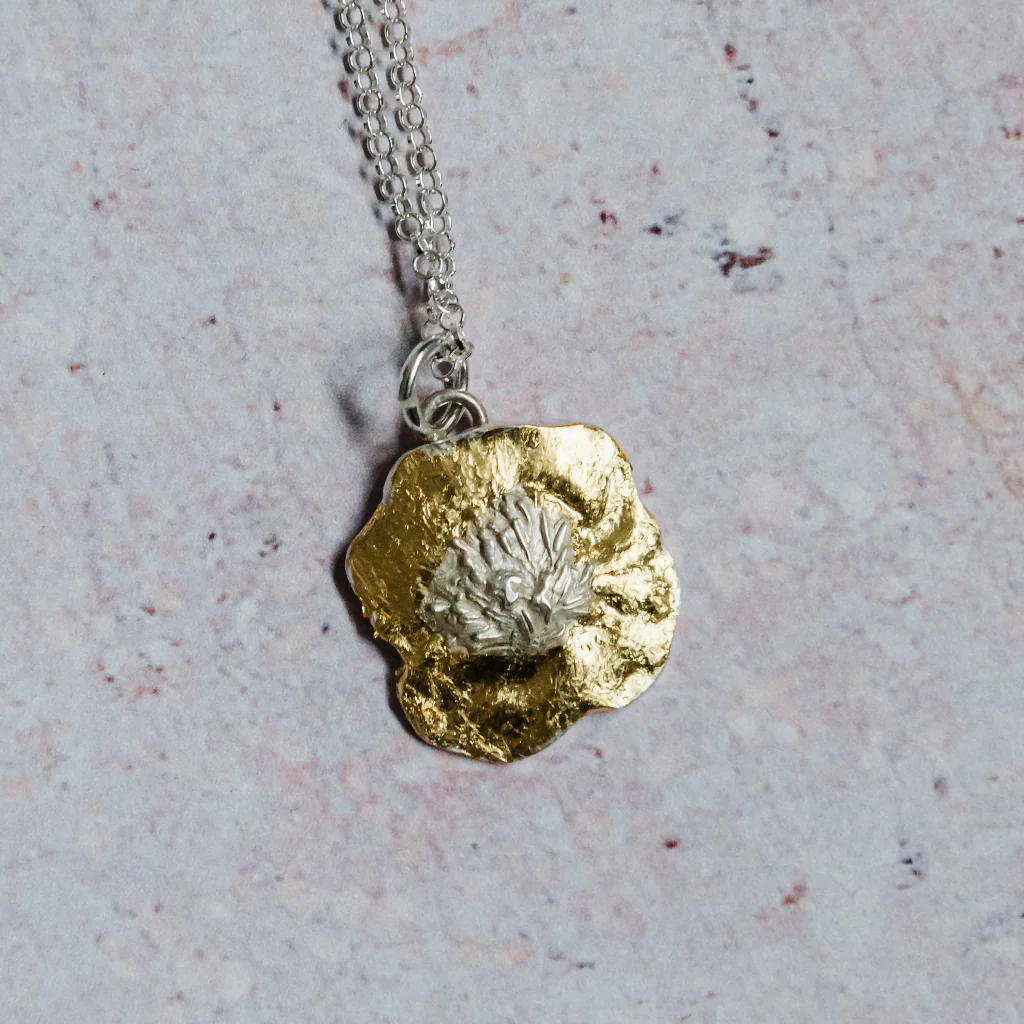 Gold Buttercup Flower Necklace - Image 3