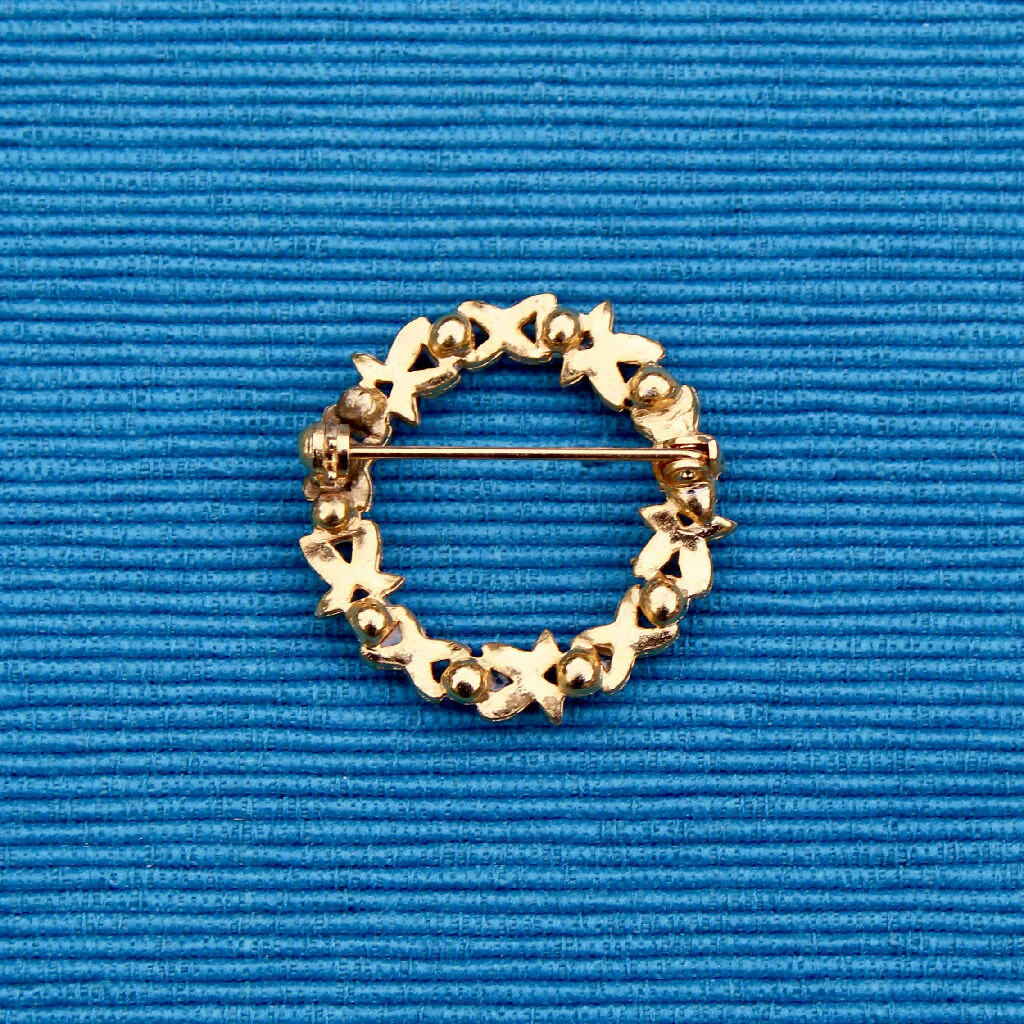 Gold Pearl Wreath Brooch - Image 3