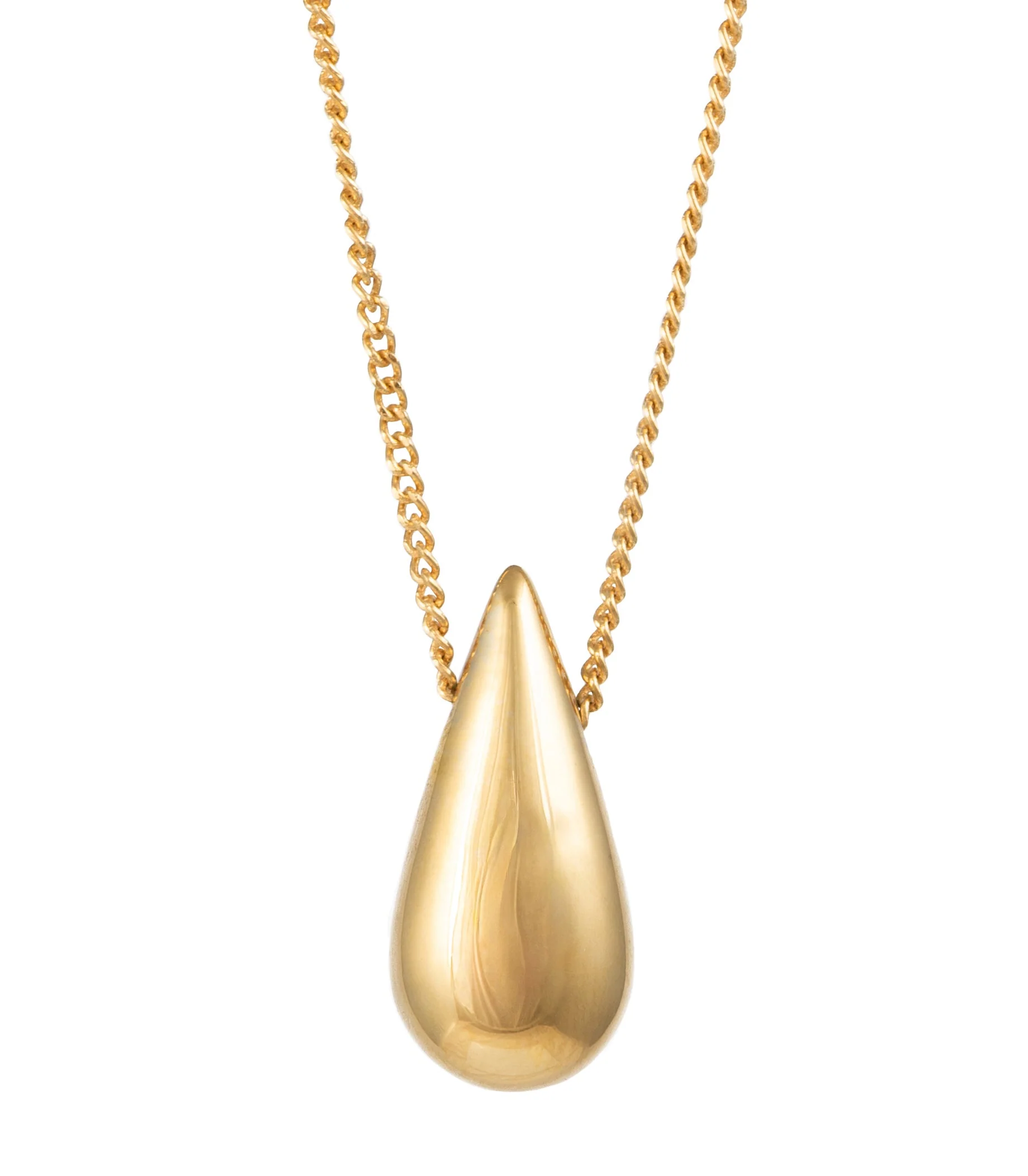 Gold Plated Fine Silver Necklace with Teardrop-Shaped Pendant - Image 2