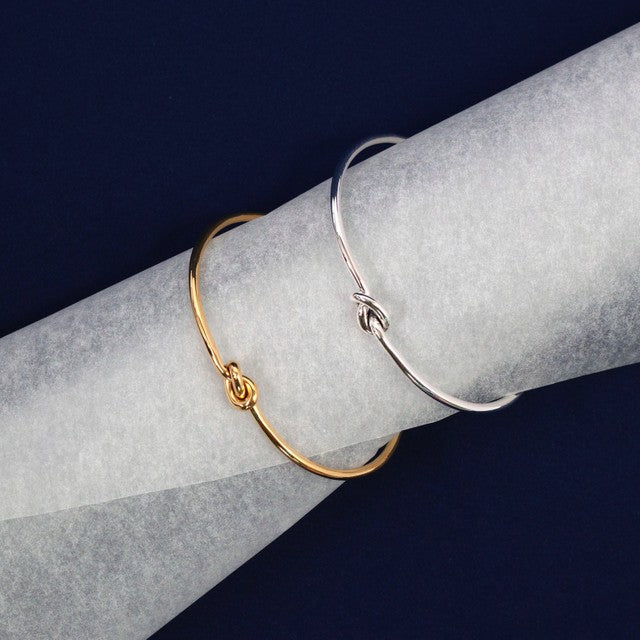 Gold Plated Sterling Silver Knot Cuff Bracelet - Image 4