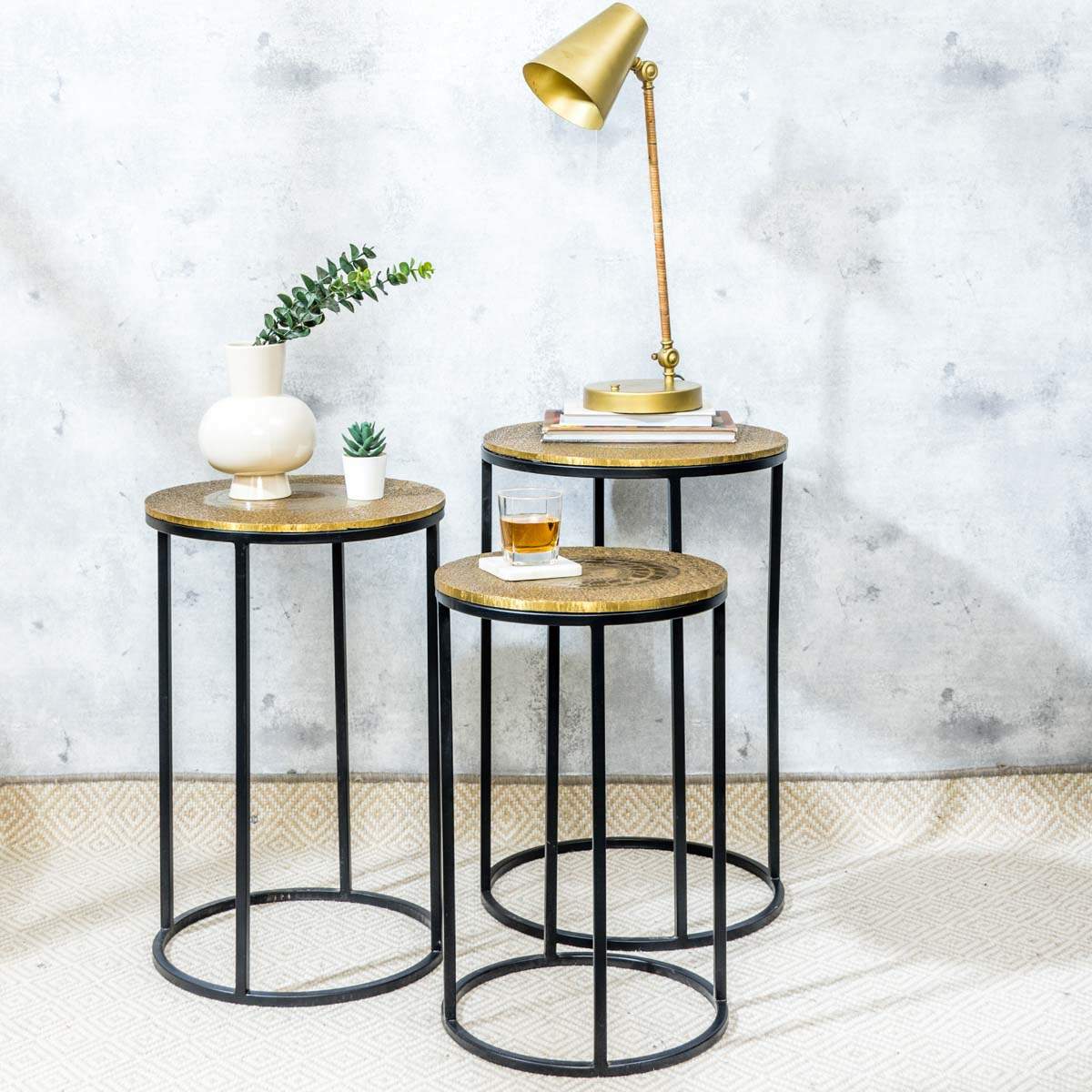 Golden Brass Round Side Tables - Image 4